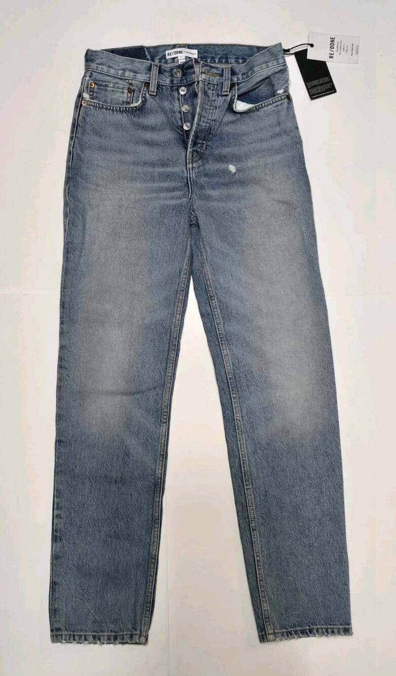 SIZE 25 - RE/DONE 70s Stove Pipe Straight Leg Blue Jeans in Light 3 140-3W7STV